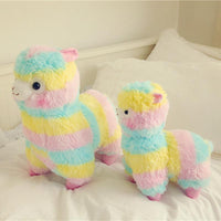 Soft plush rainbow alpaca cuddly toy for babies & toddlers