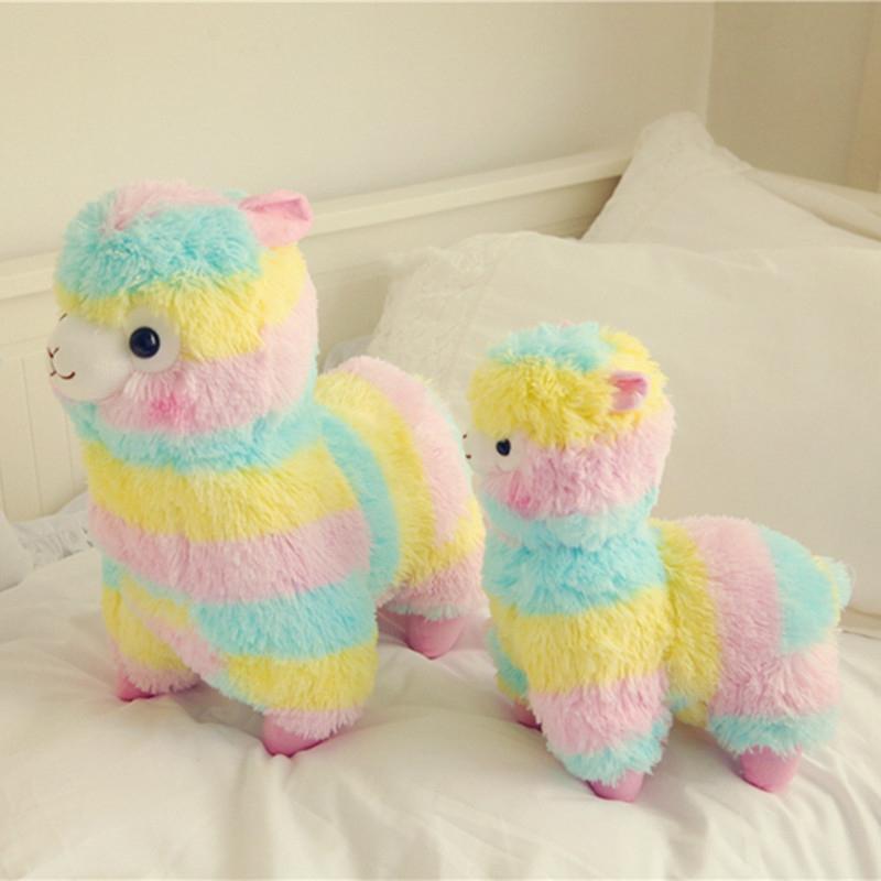 Soft plush rainbow alpaca cuddly toy for babies & toddlers