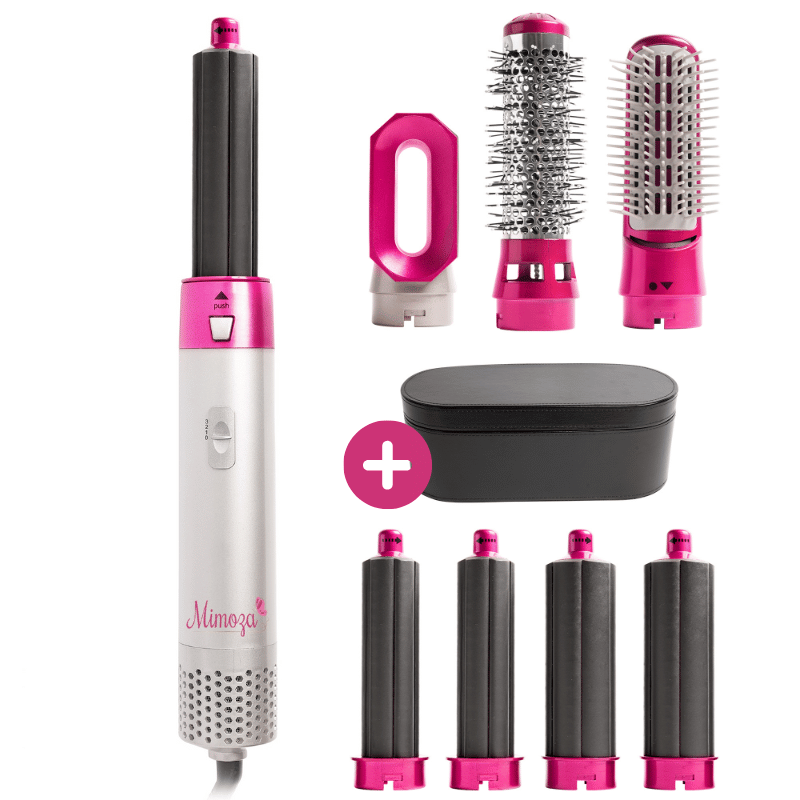 7-in-1 Hair Dryer Brush & Airstyler – Lyra-Pink-Leather storage case-State of Style
