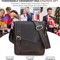 Vintage Leather Crossbody Messenger Bag for Men & Women