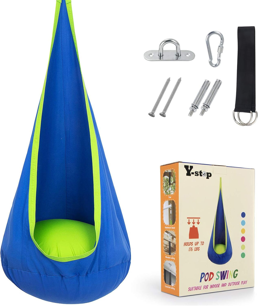 Children's hanging chair with inflatable cushion for indoor and outdoor use