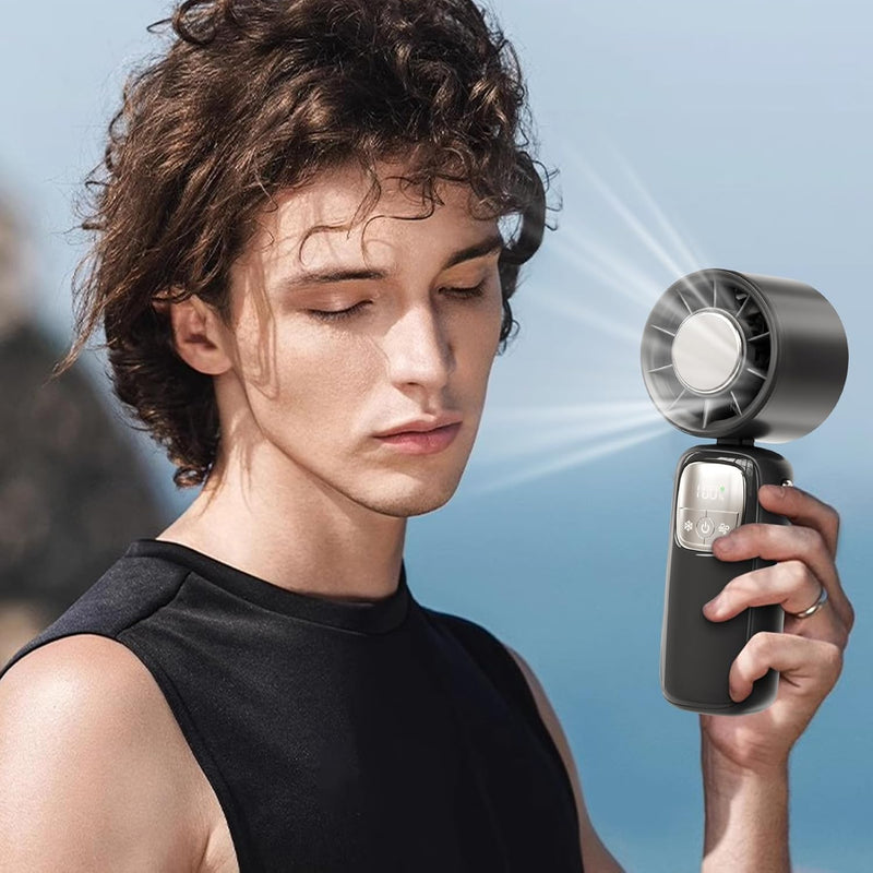 Portable Foldable Handheld Fan with LED Display 100 Speeds