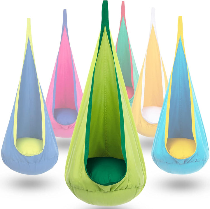 Children's hanging chair with inflatable cushion for indoor and outdoor use
