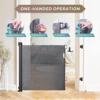 Retractable Mesh Baby Safety Gate with Auto-Close Lock – Kivora