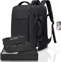 Expandable 26–45L Waterproof Travel Backpack with Laptop Sleeve & Duffle Carry