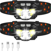2-Pack Ultra-Bright Rechargeable LED Headlamp with Motion Sensor – Lumivor