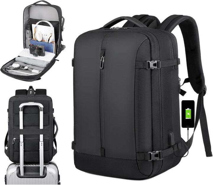 40L Expandable Waterproof Travel Backpack with USB Port & 17” Laptop Sleeve – AirVoyage