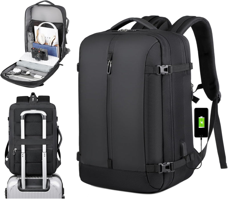 40L Expandable Waterproof Travel Backpack with USB Port & 17” Laptop Sleeve – AirVoyage