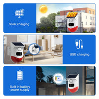 Solar Motion Sensor Alarm with 120dB Siren and LED Strobe – Feronix