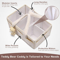 Baby Nappy Caddy Organizer – Plush Sherpa Storage Basket with Compartments – Elvoria