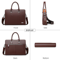 Genuine Leather Multi-Compartment Business Briefcase for Professionals
