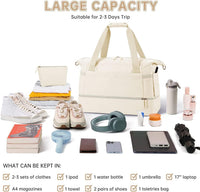 Women’s Weekender Duffel with USB Charging, Shoe Compartment & Wet Pocket
