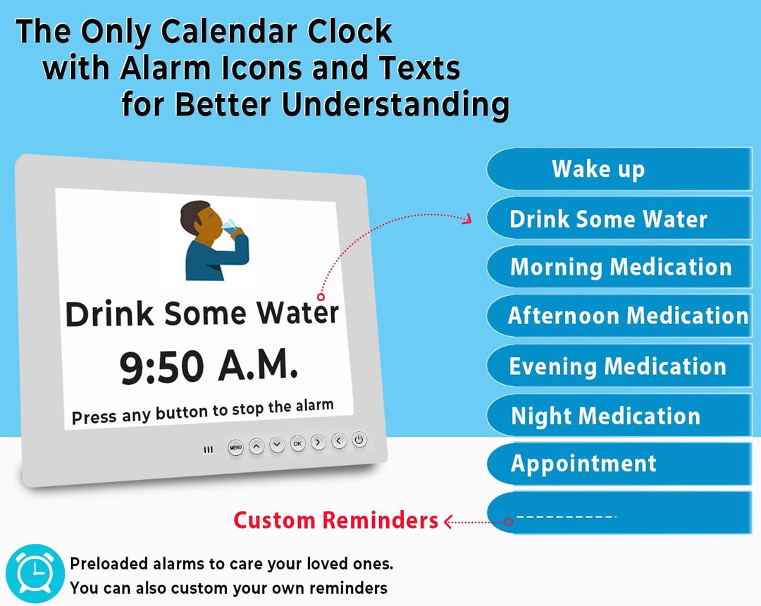 7-Inch Digital Calendar Day Clock with 19 Reminders – Claryon