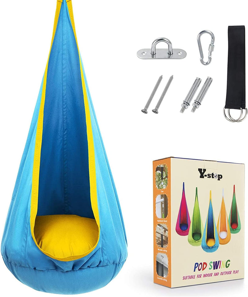 Children's hanging chair with inflatable cushion for indoor and outdoor use