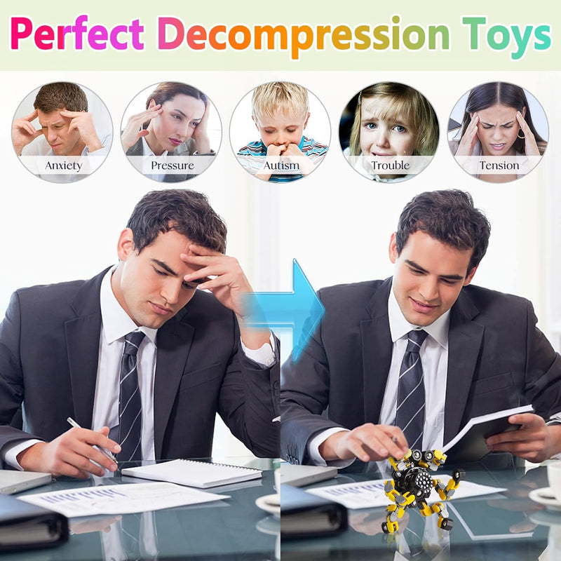 Mouldable stress-relief fidget spinners for children and adults – set of 4