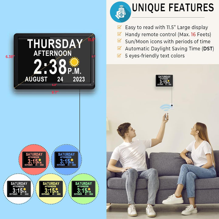 7-Inch Digital Calendar Day Clock with 19 Reminders – Claryon