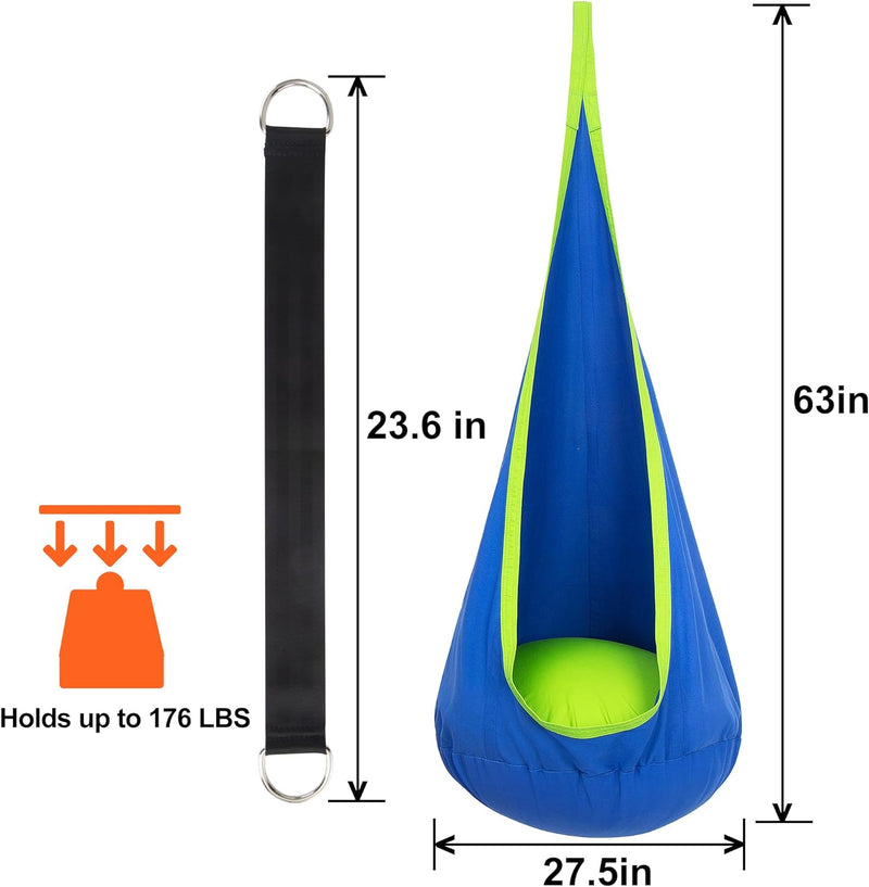 Children's hanging chair with inflatable cushion for indoor and outdoor use