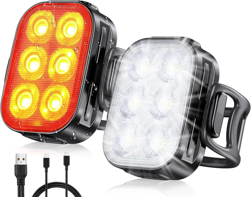 Ultra Slim USB Rechargeable Bike Light Set with 4+6 Modes – SlimBeam