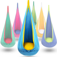 Children's hanging chair with inflatable cushion for indoor and outdoor use