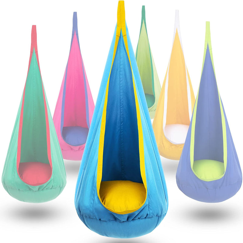 Children's hanging chair with inflatable cushion for indoor and outdoor use