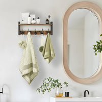 Wall-Mounted Coat Rack with Shelf and 5 Metal Hooks – Ravora