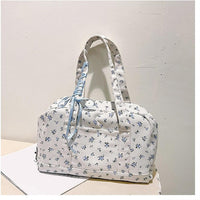 Bow Duffle Bag – Large Canvas Weekender with Ribbon Accent – Floria
