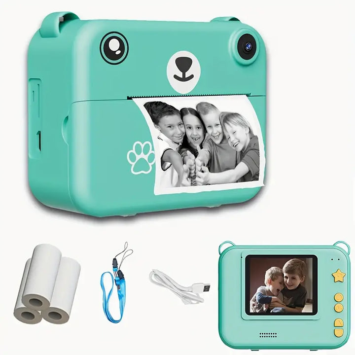 Instant camera for children with 1080p video, print function and accessories