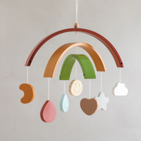 Sensory wooden mobile for babies with shapes and colour stimulation