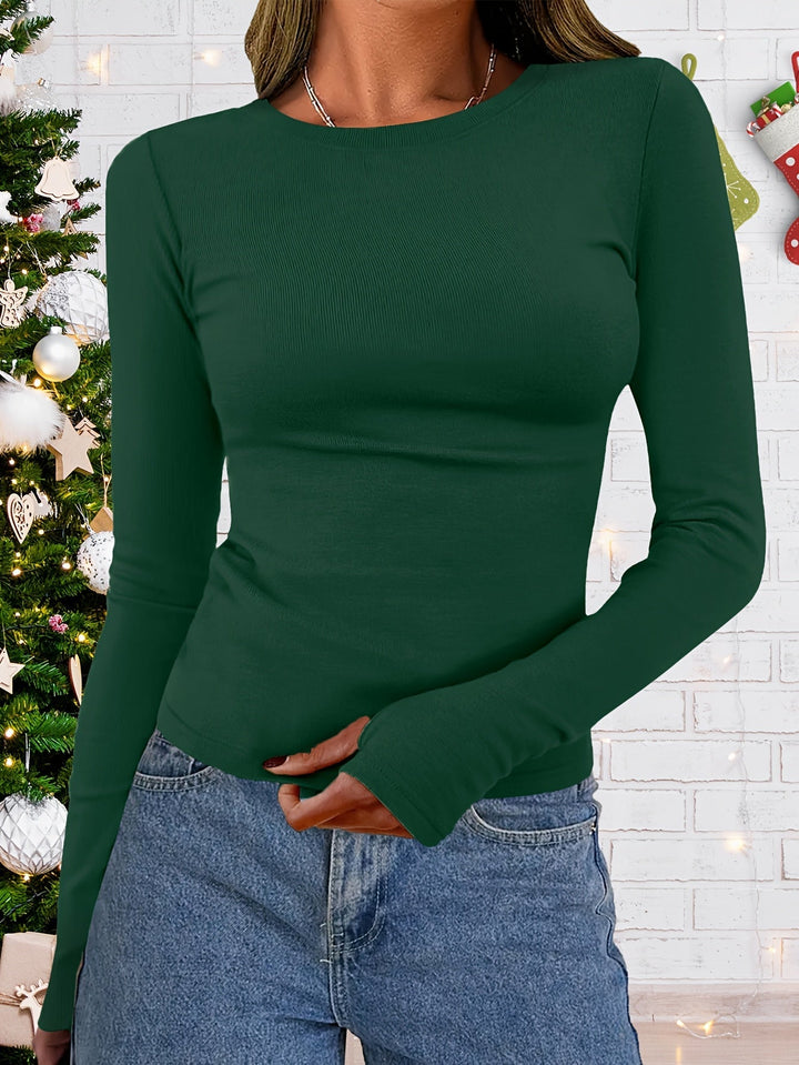 Ladies' Long Sleeve Top with Round Neck for Autumn & Winter – Vivienne
