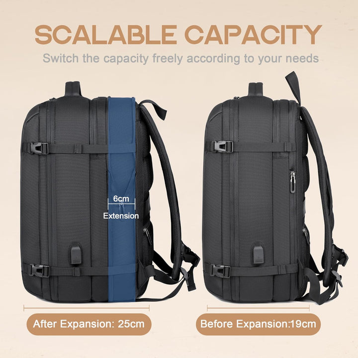 40L Expandable Waterproof Travel Backpack with USB Port & 17” Laptop Sleeve – AirVoyage