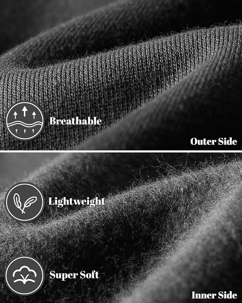 Close-up of the black fabric showing the smooth outer side and the soft fleece inner side 24