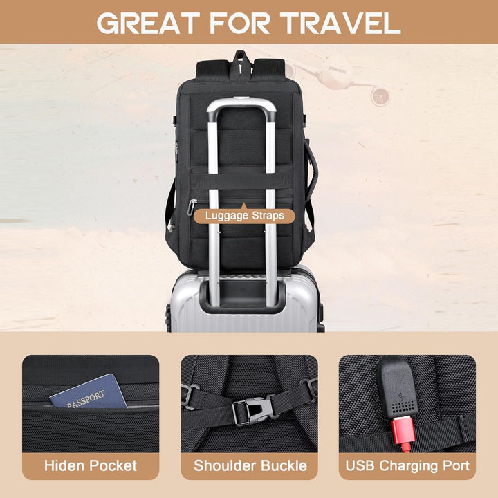 40L Expandable Waterproof Travel Backpack with USB Port & 17” Laptop Sleeve – AirVoyage
