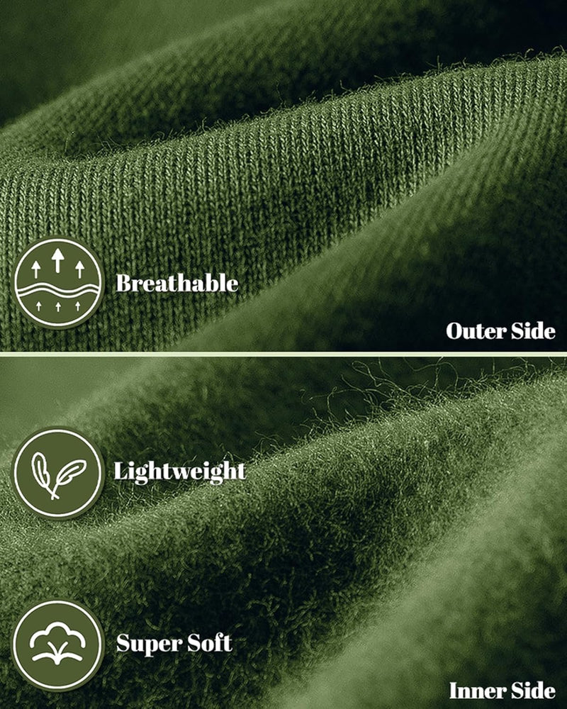Close-up of the green fabric, showing the knitted outer side and the soft fleecy inner side 18