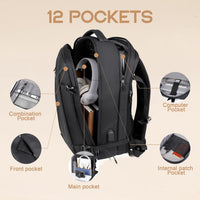 40L Expandable Waterproof Travel Backpack with USB Port & 17” Laptop Sleeve – AirVoyage