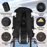 55L Extra-Large Travel Laptop Backpack with USB Charging and RFID Security