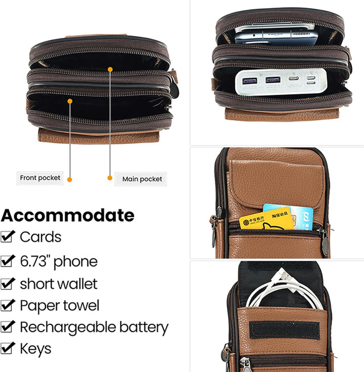 Genuine Leather Multi-Purpose Crossbody & Travel Waist Bag
