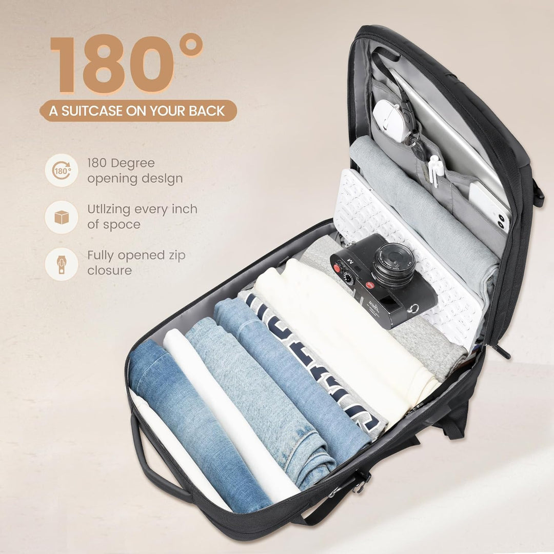 40L Expandable Waterproof Travel Backpack with USB Port & 17” Laptop Sleeve – AirVoyage