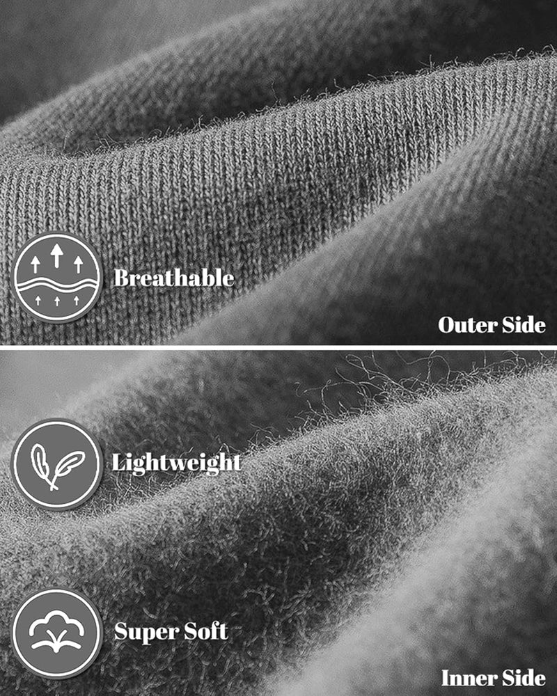 Close-up of the grey fabric, ribbed smooth outer side and soft fleece inner side 12