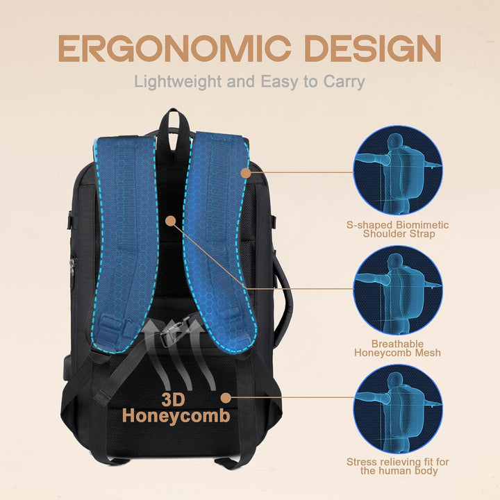 40L Expandable Waterproof Travel Backpack with USB Port & 17” Laptop Sleeve – AirVoyage