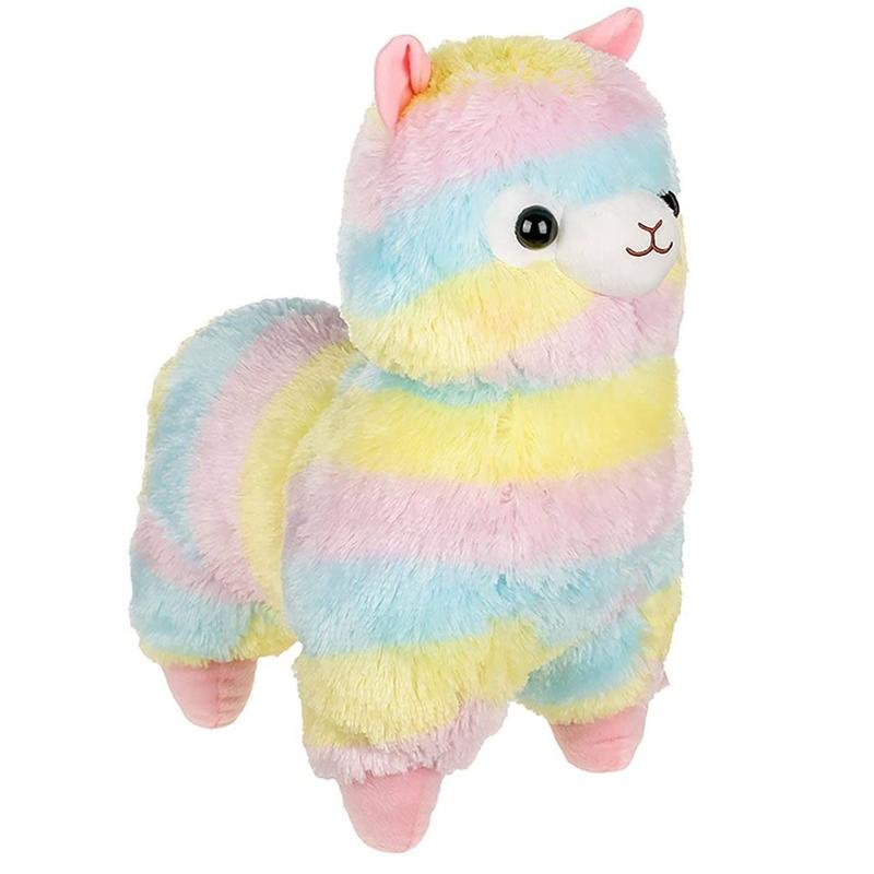 Soft plush rainbow alpaca cuddly toy for babies & toddlers