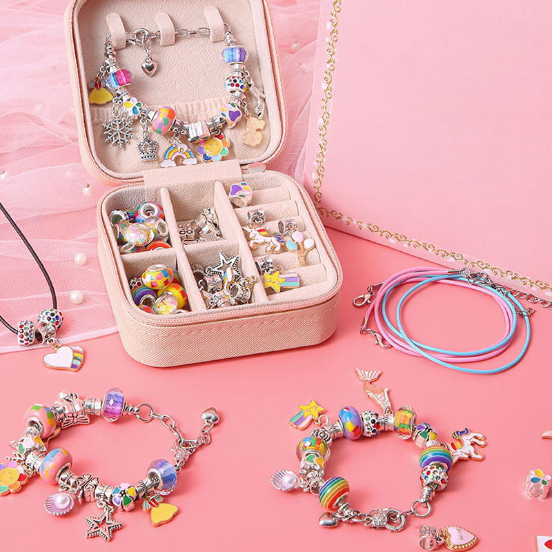 DIY bracelet craft kit for children with beads, charms and a gift box