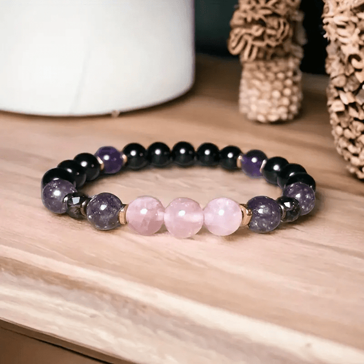 8mm Rose Quartz Obsidian Amethyst Bead Bracelet - Aurora-State of Style