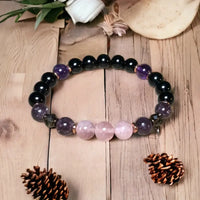 8mm Rose Quartz Obsidian Amethyst Bead Bracelet - Aurora-State of Style