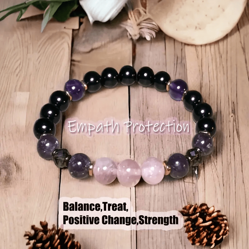 8mm Rose Quartz Obsidian Amethyst Beaded Bracelet - Aurora-State of Style