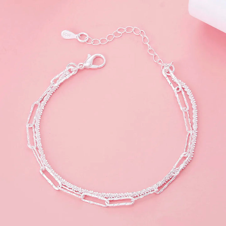925 Sterling Silver Double Chain Bracelet-State of Style