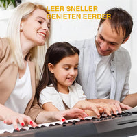 Removable silicone note labels for pianos and 88-key keyboards.