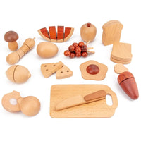 Wooden kitchen toy with a tree‑trunk look for role-play and educational fun