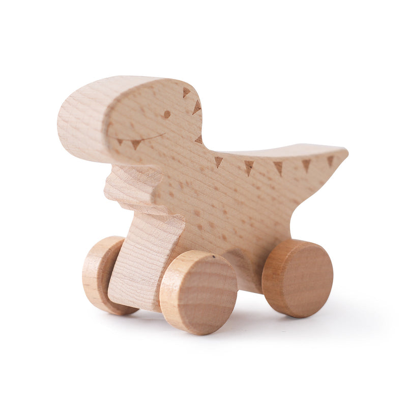 Wooden dinosaur on wheels for children – Buy one, get one free