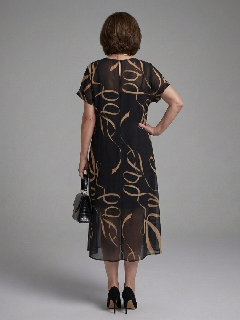 Abstract Print Relaxed Fit Midi Dress - Kathy