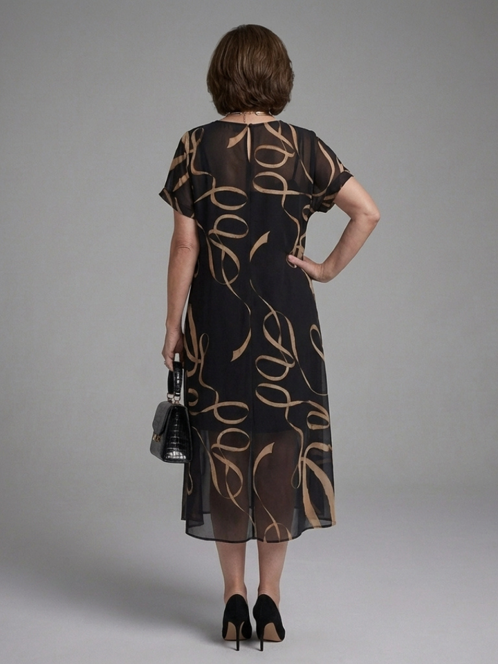 Abstract Print Relaxed Fit Midi Dress - Kathy